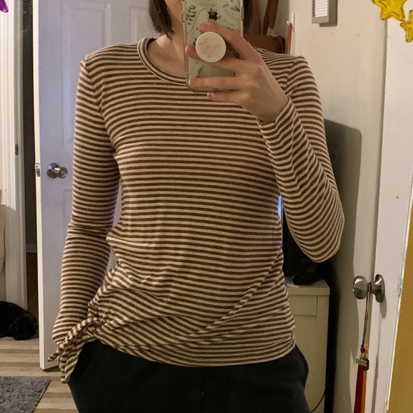 brown and white small madewell long sleeve - Picture 2 of 3